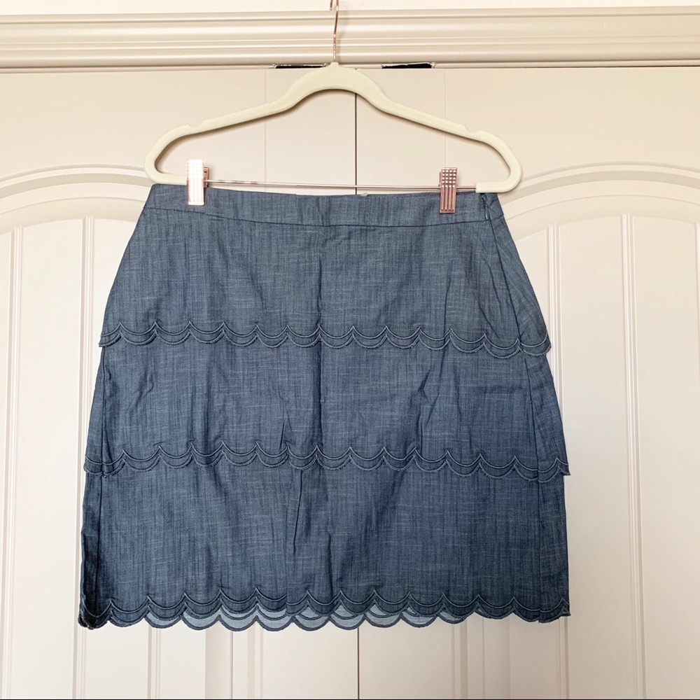 Banana Republic Scalloped Chambray Mini Skirt